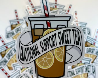 Pegatinas de vinilo impermeables con diseño de té dulce para apoyo emocional (pegatinas para portátiles, botellas de agua y lectores electrónicos).