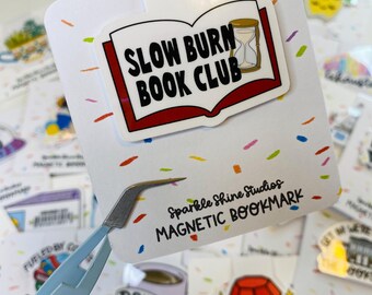 Marque-page magnétique fait main - « combustion lente » (marque-page mignon, cadeau livresque, cadeau pour les lecteurs, cadeau pour les amoureux des livres)