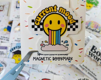 Marque-page magnétique fait main - « Current Mood » (marque-page mignon, cadeau livresque, cadeau pour les lecteurs, cadeau pour les amoureux des livres)
