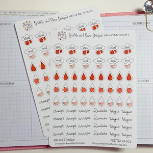 Stickers voor menstruatietracker: functionele matte stickers
