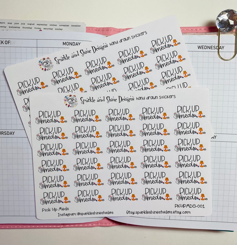 Pick Up Meds Self Care Planner Stickers image 1