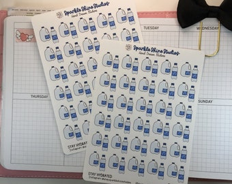 Blijf gehydrateerd waterfles water drinken Plannerstickers Stickers voor gezondheid en welzijn, gewoontetracking en zelfzorg)