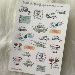 Affirmations Planner Stickers (Health and Wellness, Habit Tracking, Self Care Stickers)