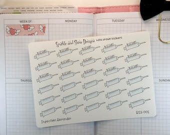 B-12 Injection Reminder Self Care Planner Stickers