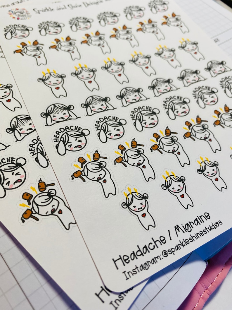 Headache Migraine Tracker Planner Stickers (health and Wellness, Habit ...