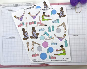 Stickers Pilates Planner (autocollants fitness, santé et bien-être, suivi des habitudes de vie)