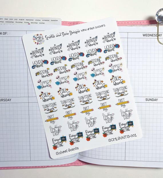 School Events Back To School Planner Stickers