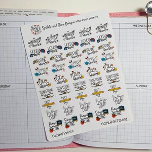 School Events Back To School Planner Stickers