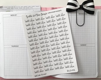 Bill Due Script Planner Stickers Budgeting Planner Stickers Bill Planner Stickers