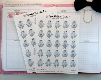 Fuzzy Brain Planner-stickers (gezondheid en welzijn, gewoontes volgen, zelfzorgstickers)