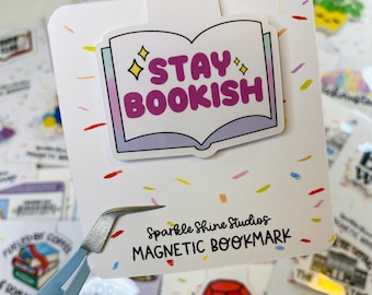 Marque-page magnétique fait main - « Rester livresques » (marque-page mignon, cadeau livresque, cadeau pour les lecteurs, cadeau pour les amoureux des livres)