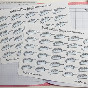 Daily Injection Reminder Planner Stickers (Health and Wellness, Habit Tracking, Self Care Stickers)
