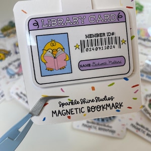 Handmade Magnetic Bookmark - &quot;Duckie&#39;s Library Card&quot; (Cute Bookmark, Bookish Gift, Gift For Readers, Book Lover Gift)