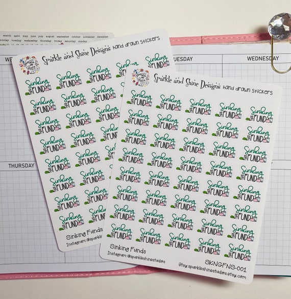 Sinking Funds Budgeting Savings Script Planner Stickers  (Budget Tracking and Monthly Finance Stickers)