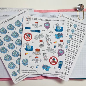 Diabetes Tracker Planner Stickers Funktionale Planer Stickers
