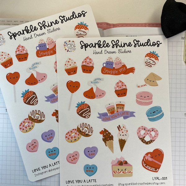 Love You A Latte Valentines Day Planner Stickers