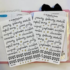 2025 Planner Stickers: Month & Year Stickers for Journals