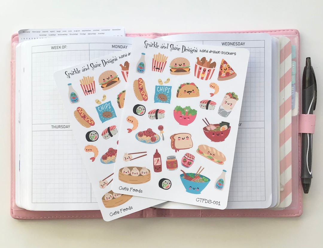 Cute Foods Meal Planner Planner Stickers, Food and Drink Stickers - Etsy