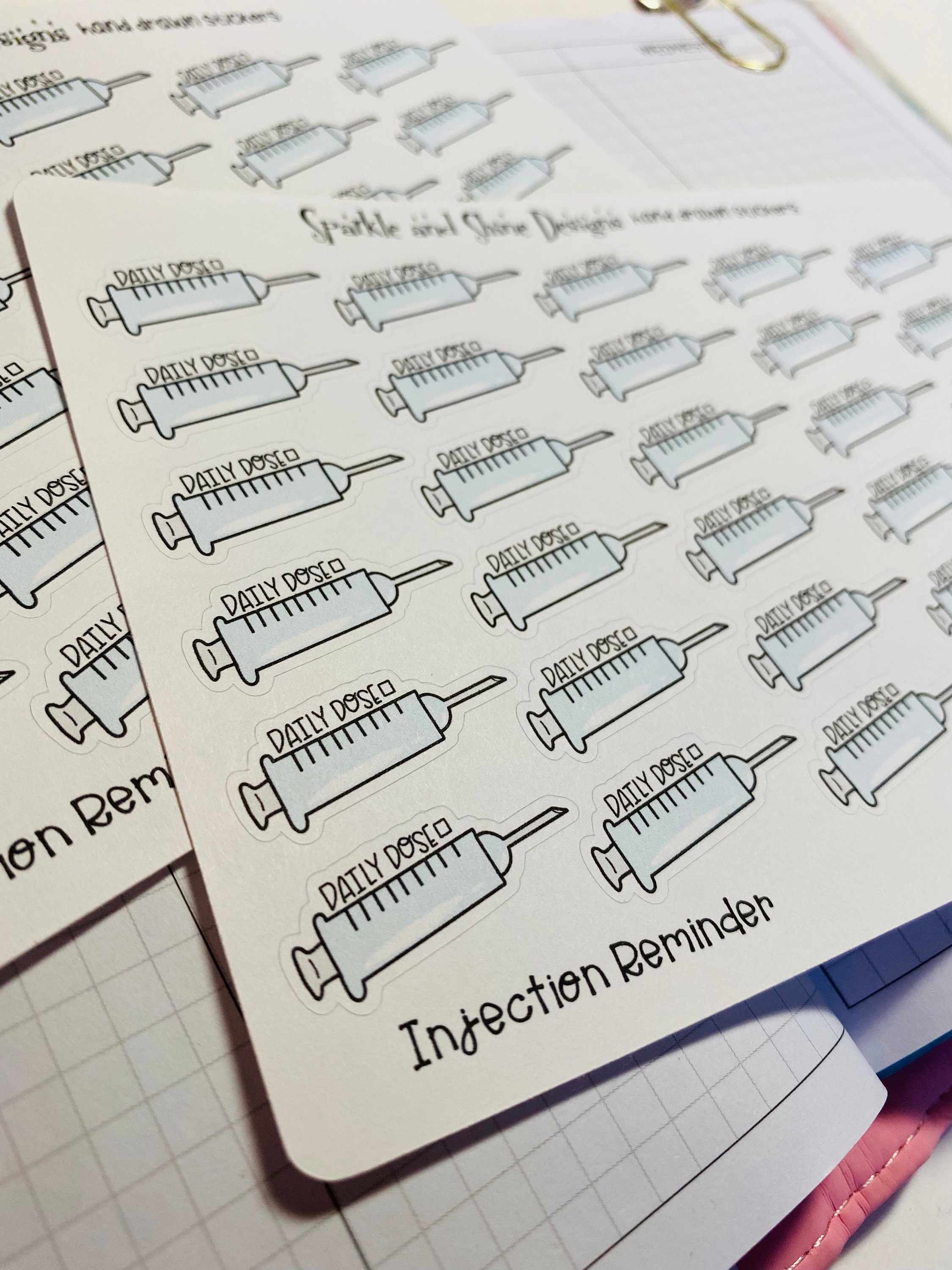 Injection Reminder Daily Injection Reminder Planner Stickers (health and Wellness, Habit ...