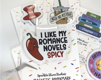 Handmade Magnetic Bookmark - "Spicy Romance Novels" (Cute Bookmark, Bookish Gift, Gift For Readers, Book Lover Gift)