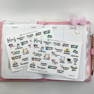Yearly Holidays Planner Stickers