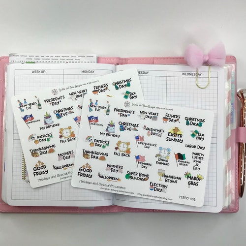 Yearly Holidays Planner Stickers Etsy