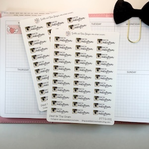 May include: A sheet of stickers featuring a black and white illustration of a camera with the text "Post to Instagram". The stickers are on a white background and arranged in rows. The text "Post to The Gram" and the website address "etsy.com" are printed at the bottom of the sheet.