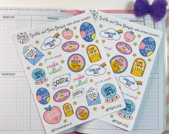 Affirmations 2 Planner Stickers (Health and Wellness, Habit Tracking, Self Care Stickers)