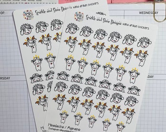 Kopfschmerz Migräne Tracker Planner Aufkleber (Gesundheit und Wellness, Gewohnheit Tracking, Selbstpflege Aufkleber)