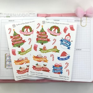 Pegatinas para planificador con texto &quot;Feliz Navidad&quot;
