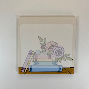 Handmade 5 x 7 Notepad - &quot;Lovely Book Stack&quot; (To Do List Notepad, Cute Stationery, Teacher Gift, Book Lover Gift, Stationery Gift)