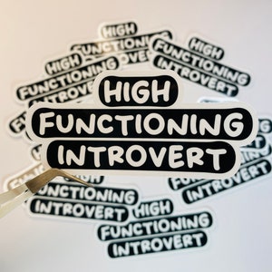 Waterproof High Functioning Introvert Die Cut Vinyl Stickers (Laptop Stickers, Water Bottle Stickers And E-Reader Stickers)