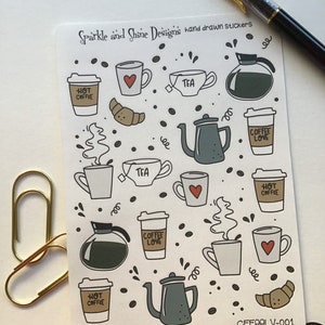 Pegatinas para el planificador &quot;Amante del café&quot; Pegatinas para el planificador &quot;Adicto a la cafeína&quot; Pegatinas para el planificador &quot;Bebedor de café&quot;
