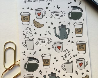 Stickers koffie liefde planner, stickers eten en drinken