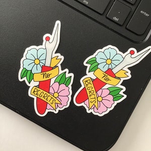 Waterproof No Regrets Vinyl Stickers