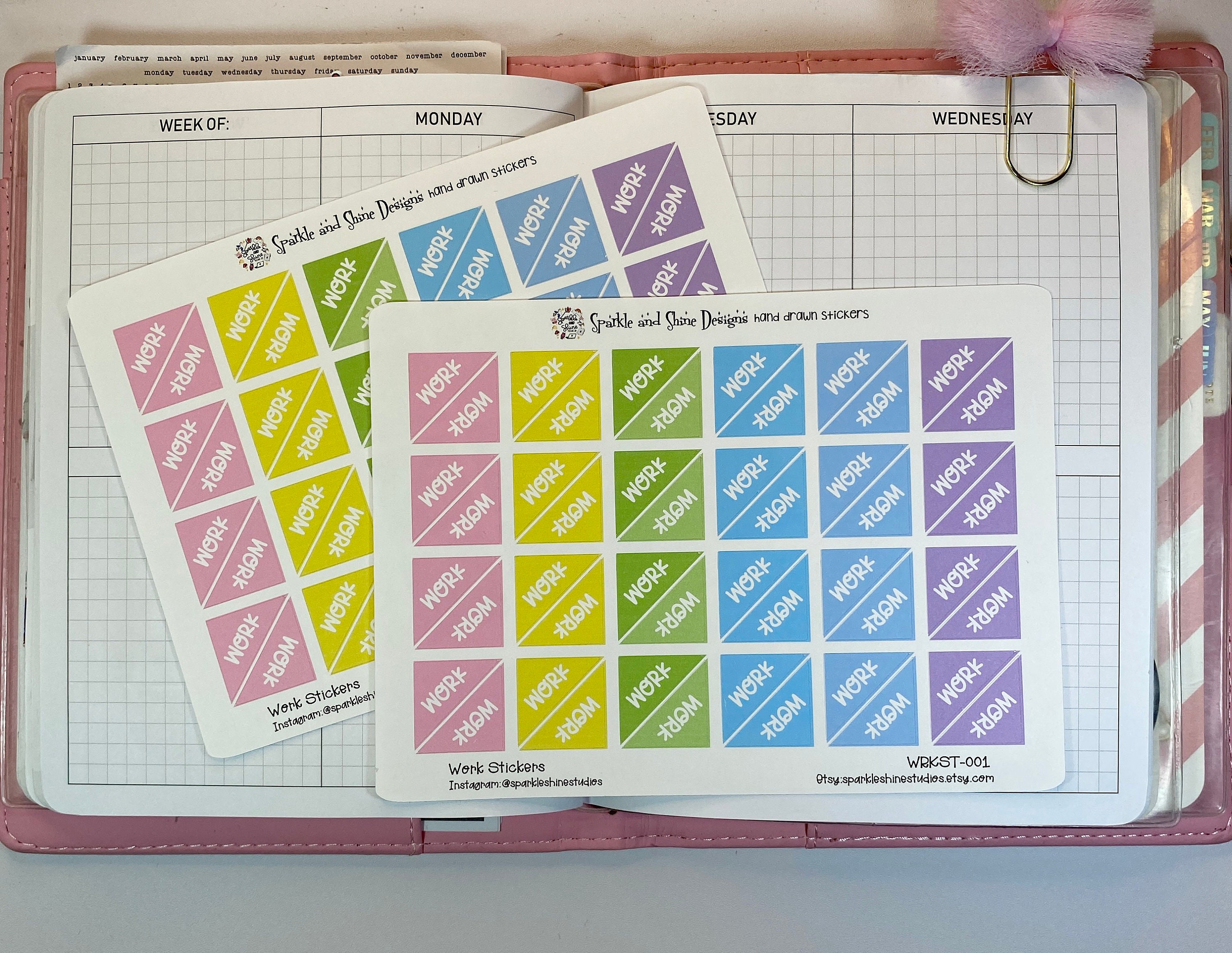 Work Tracker Corner Spring Color Palette Planner Stickers - Etsy