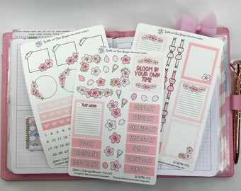 Kersenbloesem seizoen verticale planner sticker volledige weekset | 1,5&quot; brede kolommen