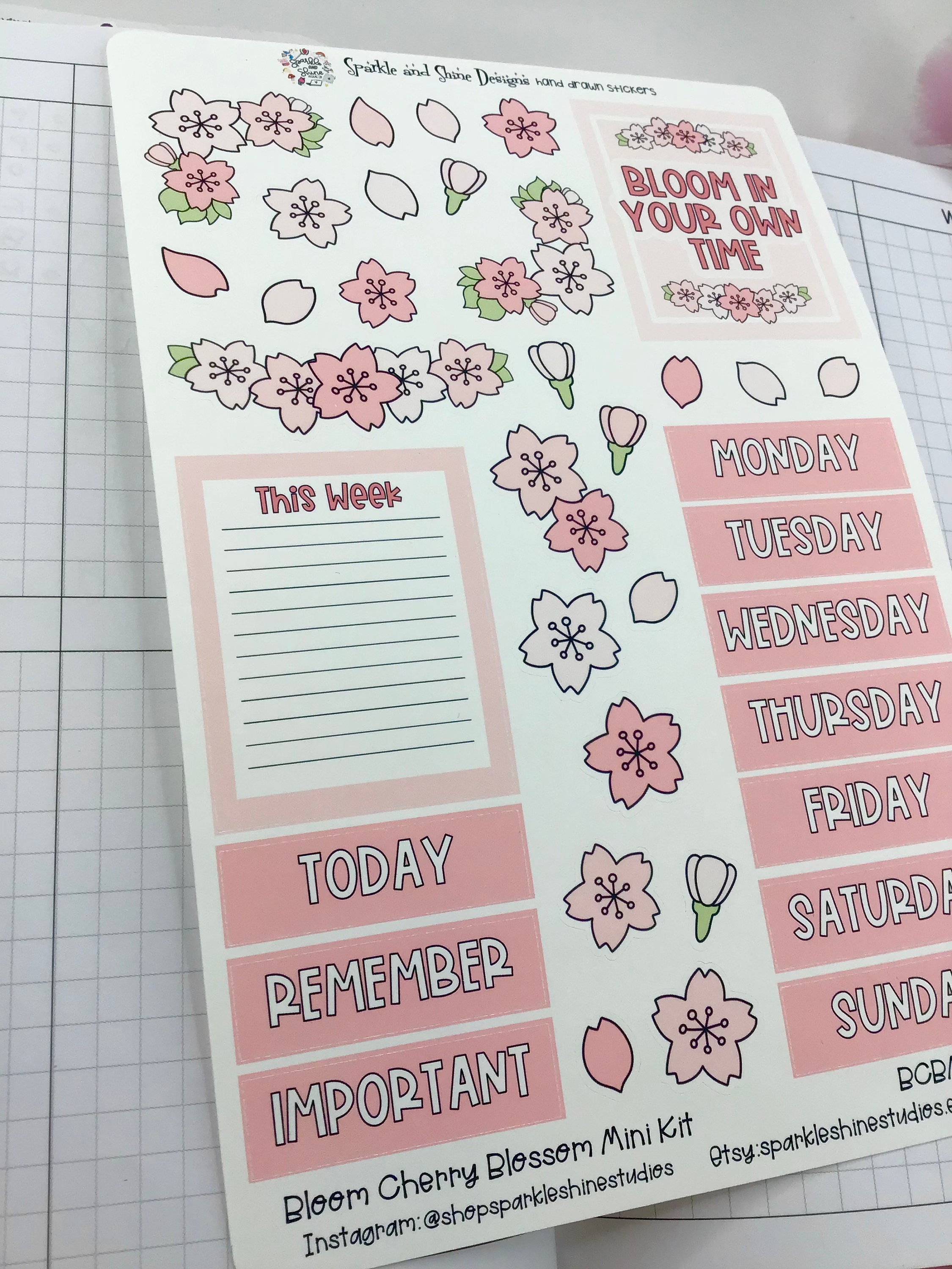 Cherry Blossom Season Vertical Planner Sticker Full Weekly Kit | 1.5 ...