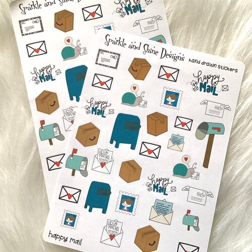 Happy Mail Stickers Shipping Labels Mail Stickers Etsy
