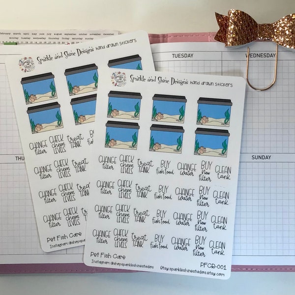 Fish Tank Pet Care Planner Stickers