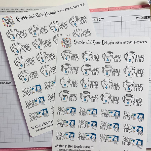 Change Water Filter Reminder Planner Stickers