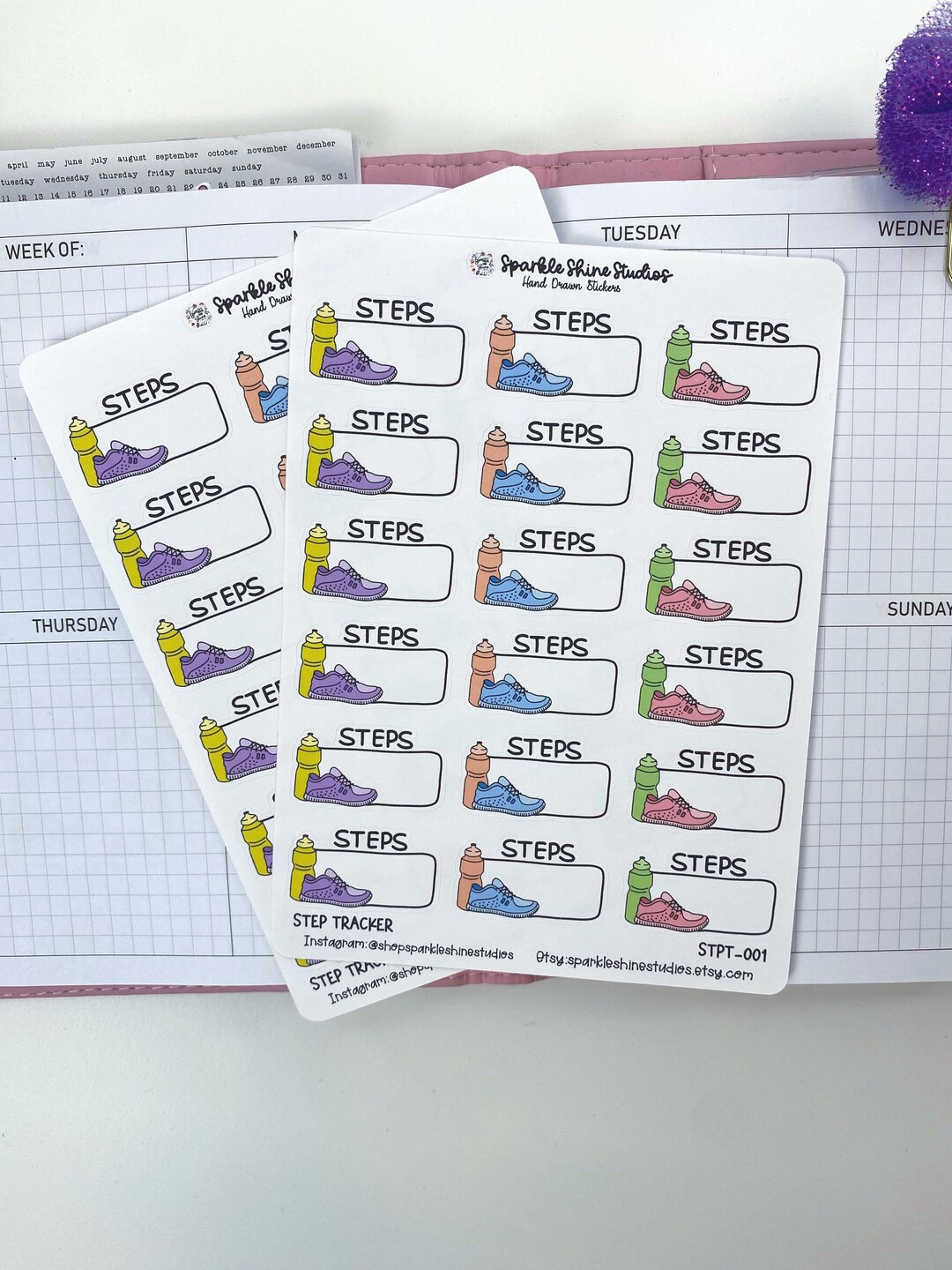 Daily Steps Tracker Quarter Boxe Stickers Walking & Running Planner ...