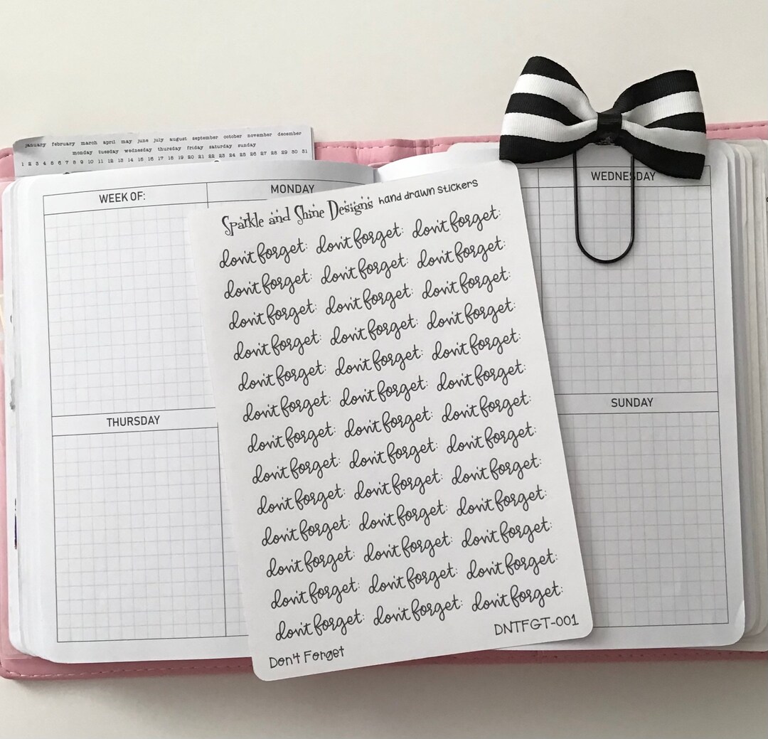 Don't Forget Script Planner Stickers - Etsy