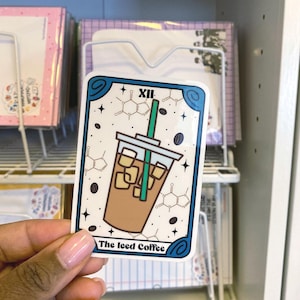 Adesivo de vinil à prova d'água para cartas colecionáveis de café gelado
