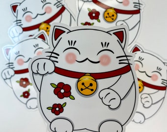 WATERPROOF Maneki-Neko Lucky Cat Vinyl Stickers