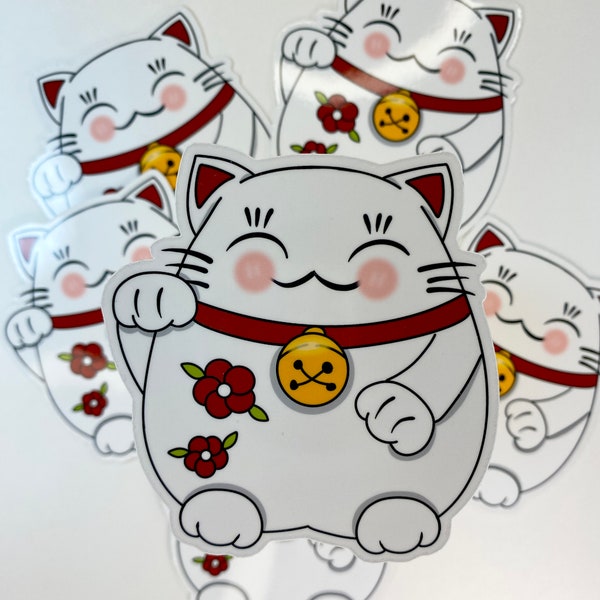 WATERPROOF Maneki-Neko Lucky Cat Vinyl Stickers