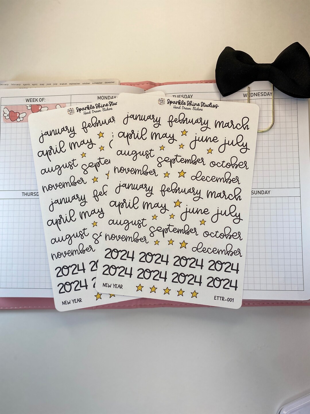 New Year 2024 Planner Stickers Month Stickers Year Stickers for
