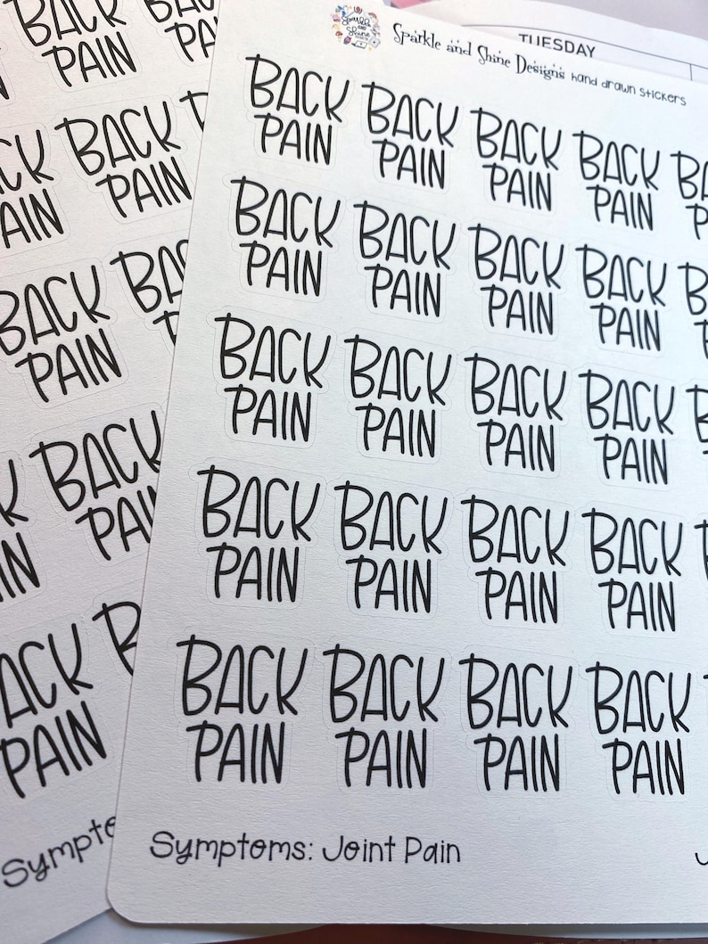 Symptoms - Back Pain Planner Stickers (health and Wellness, Habit ...