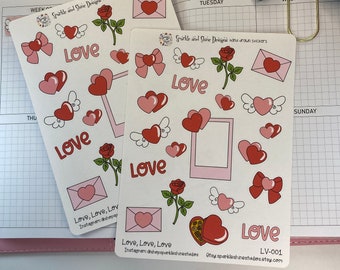 Love Love Love Valentines Day Planner Stickers