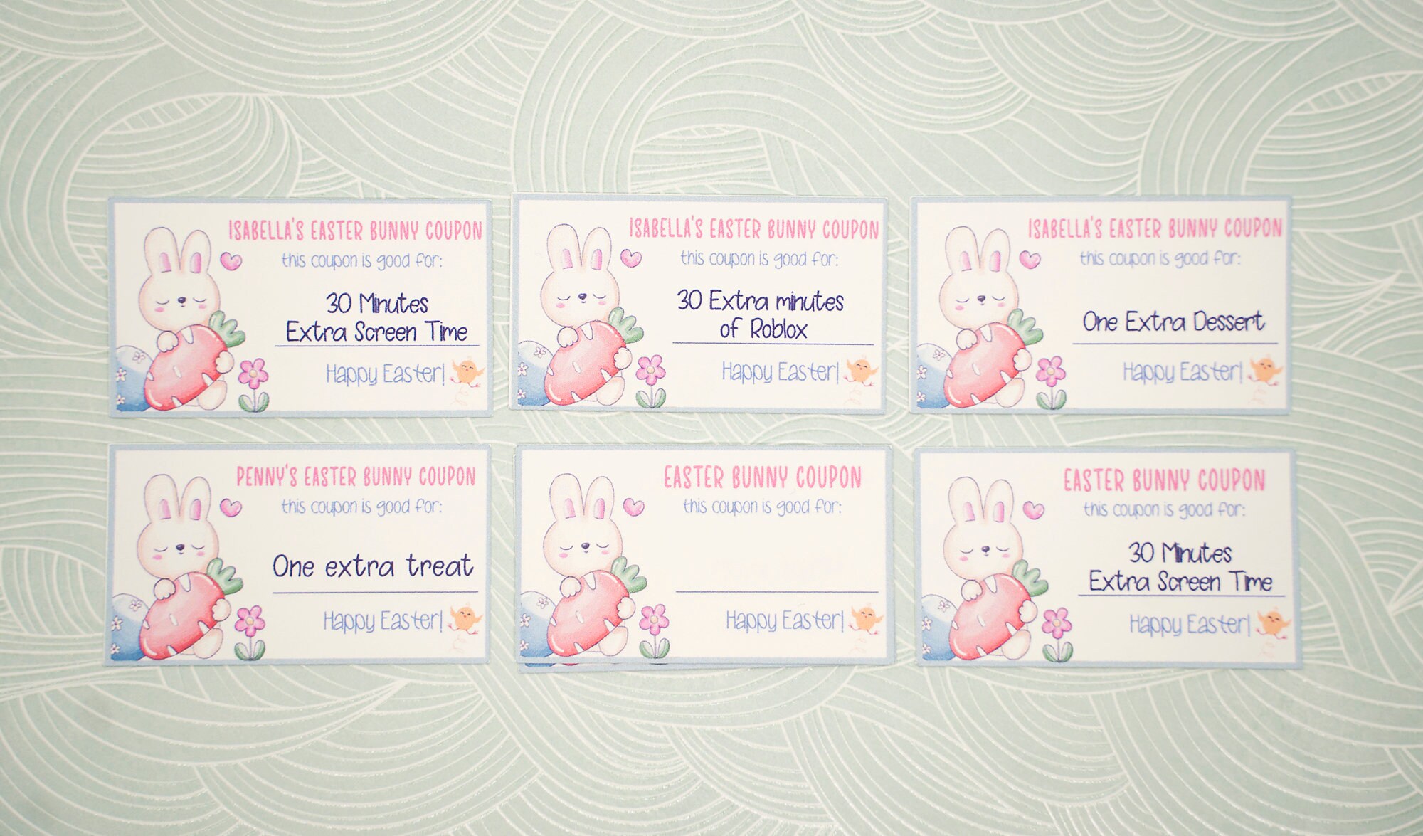 Personalized Easter Coupons for kids with the Easter bunny Etsy